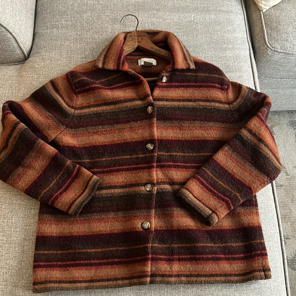 VINTAGE Lambswool Striped Cardigan - Picture 1 of 8